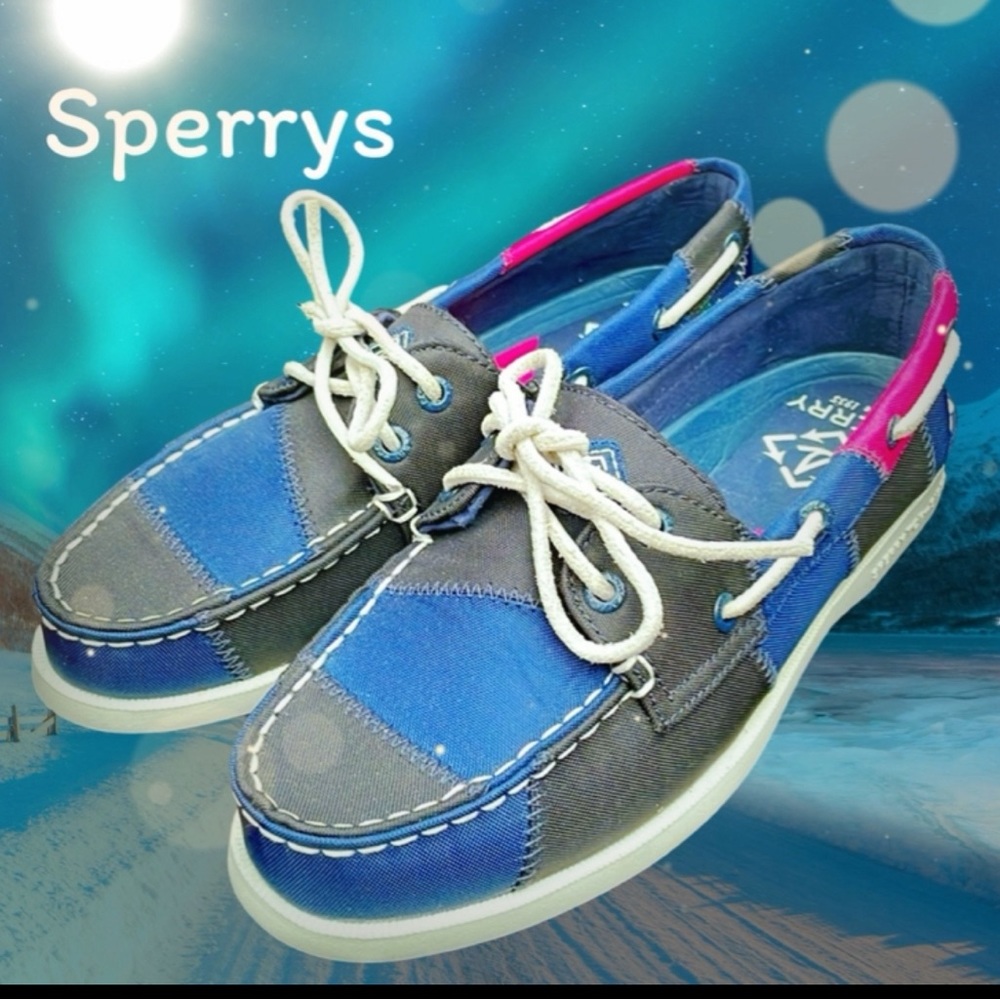 SPERRYS BLACK /NAVY BLUE / PINK / GREEN CANVAS TOPSIDER SHOES -6 - NEW!🖤💙🩷💚